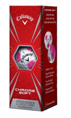 Callaway Chrome Soft Truvis Technology 2018 golfové míče - bílé/růžové 3 ks