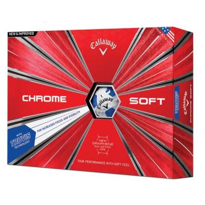 Callaway Chrome Soft Truvis Technology 18 golfové míče - bílé/modré 12 ks