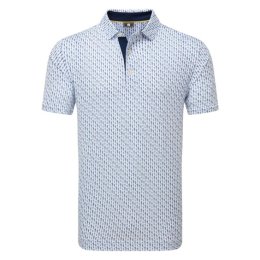 FootJoy Figure Print Lisle pánské triko, bílé/modré, vel. M