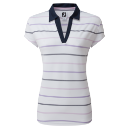 FootJoy Birdseye Stripe Smooth Jacquard dámské golfové triko, bílé