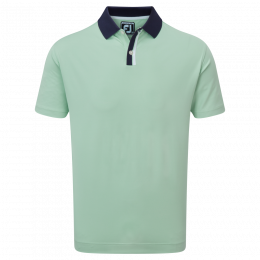FootJoy Solid with Stripe Placket Pique pánské triko, světle zelené DOPRODEJ