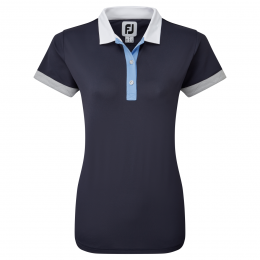 FootJoy Blocked Pique dámské golfové triko, tmavě modré, vel. XS DOPRODEJ