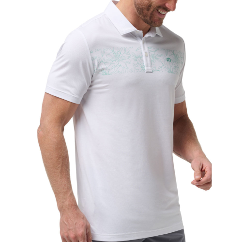 TravisMathew Round It Up pánské golfové triko, bílé