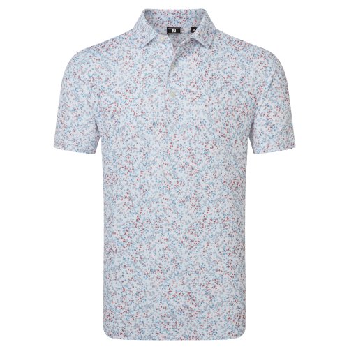 FootJoy Floral Print Pique pánské triko, bílé/modré/červené
