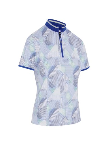 Callaway Active Geo dámské golfové triko, bílá/modrá/zelená